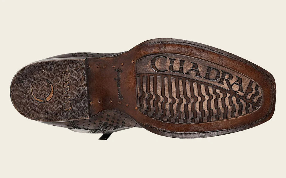 Brown Laser & Woven Narrow Square Toe Boots