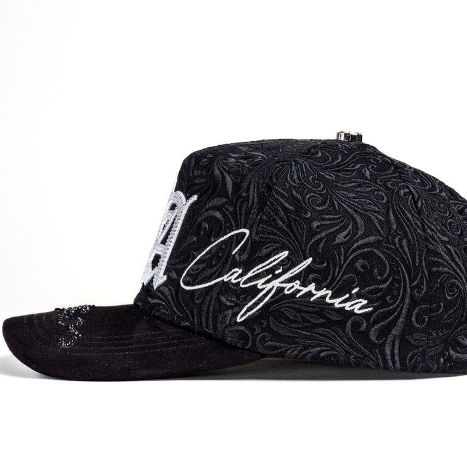 Side view of Bigg Boss California Black White Hat in black and white