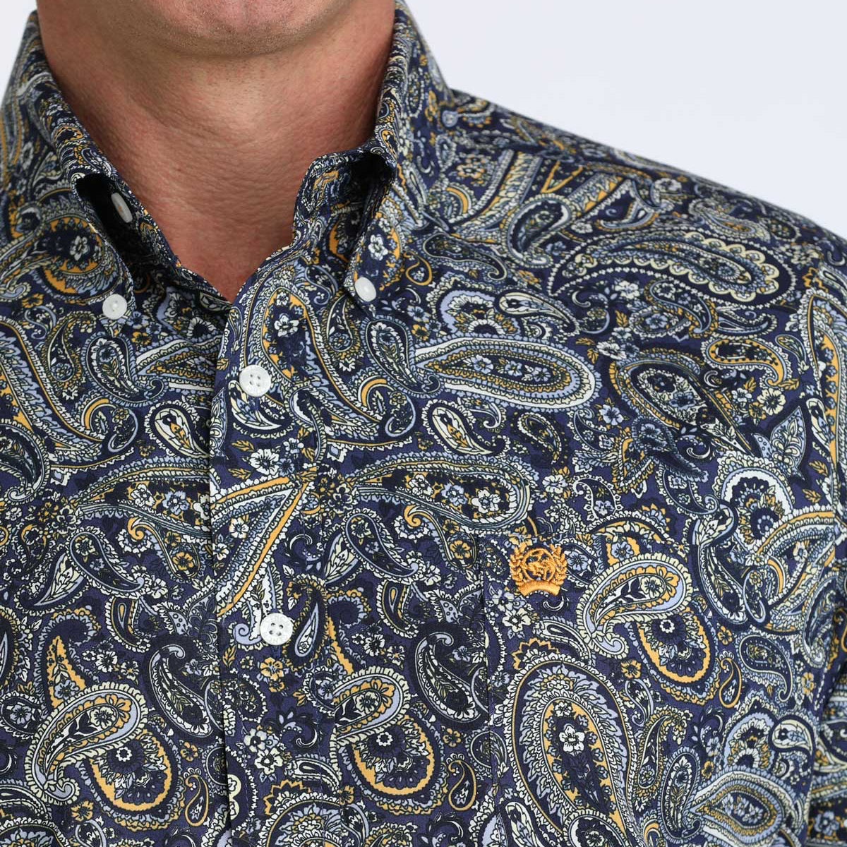 Cinch Men's Royal Blue Long Sleeve Print Shirt