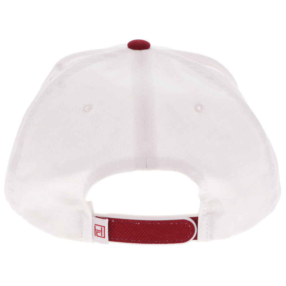 Hooey Western Swing White Red Embroidered Logo Hat back view with red strap detail