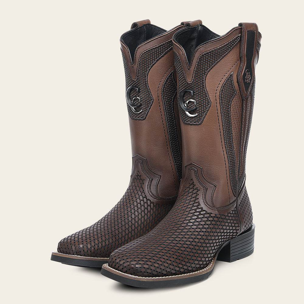 Bota de bovino color miel de rodeo Vaquero
