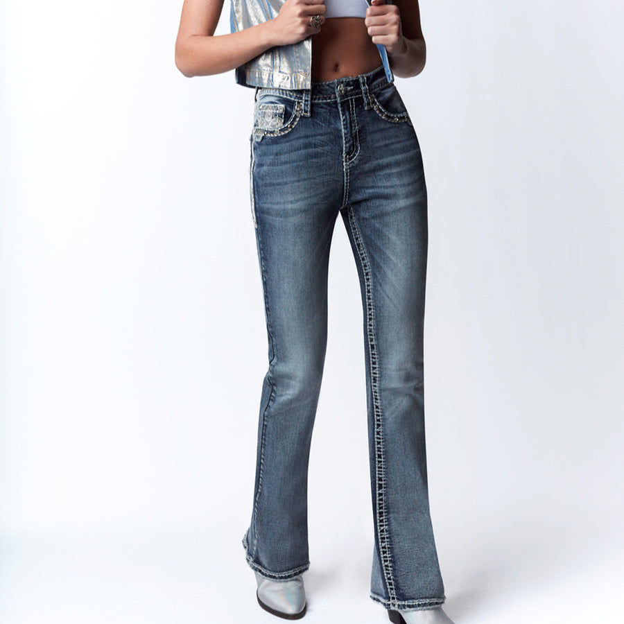 Embroidered Bootcut Jeans