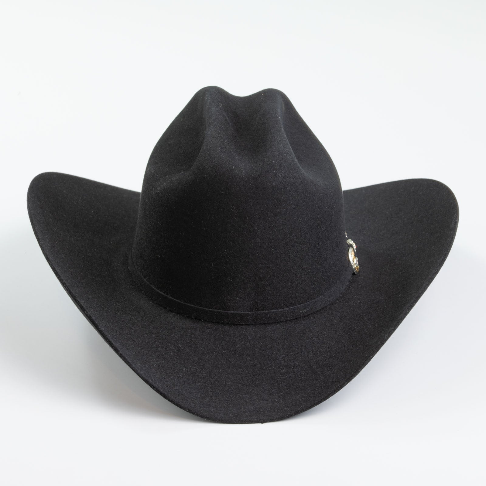 Larry Mahan 6X Real Black Fur Felt Western Hat front view in black felt