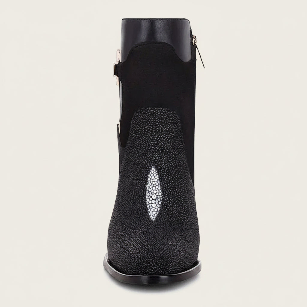 Cuadra Black Stingray Ankle Bootie front view