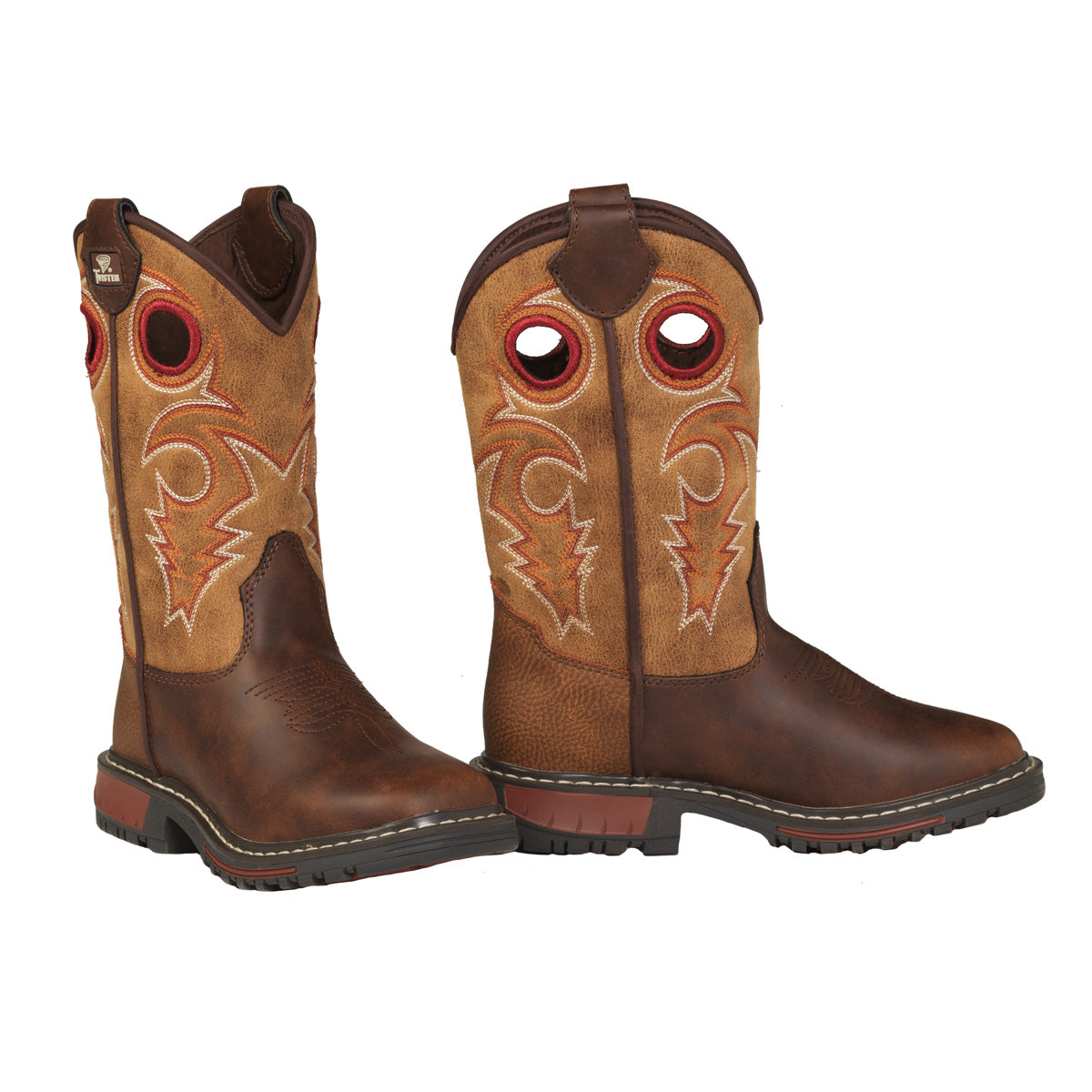 Twister Flynn Youth Boys Western Boots in brown leather with stitched tan shaft
