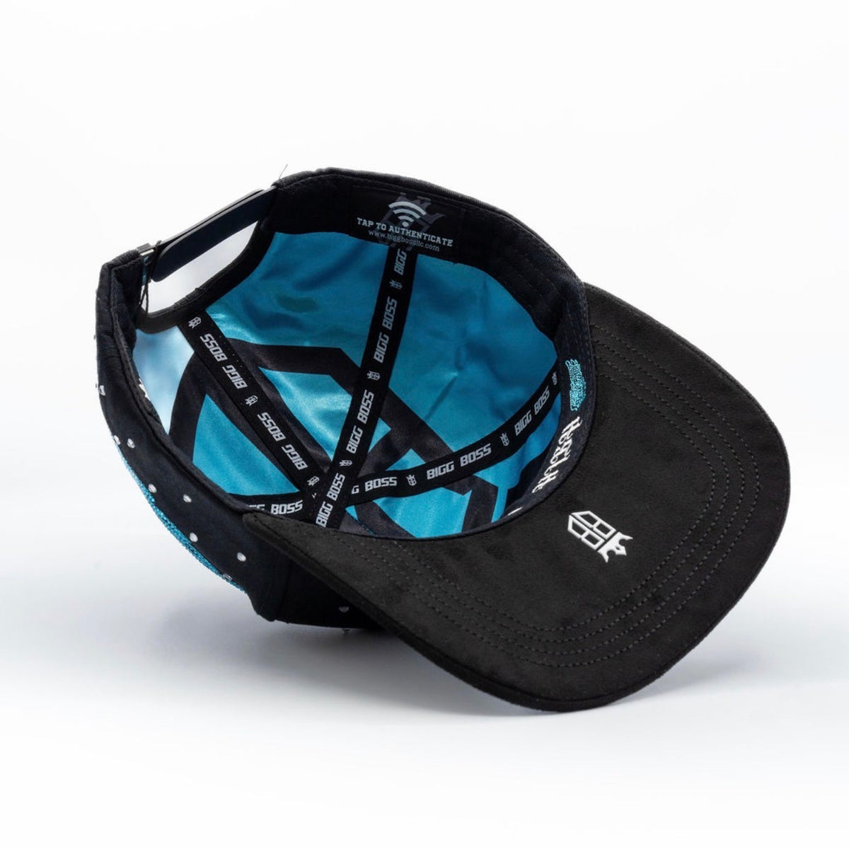 Underside view of Bigg Boss B Cristales Azul Hat showing brim detail