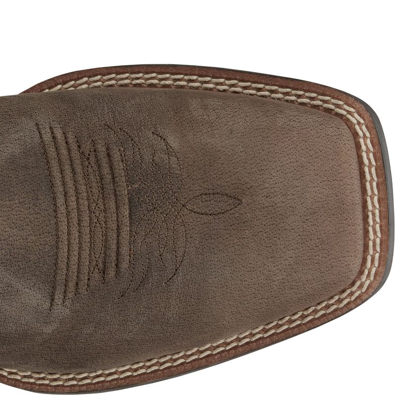 Front view of Justin Canter 11 inch Western Boot showing broad square toe