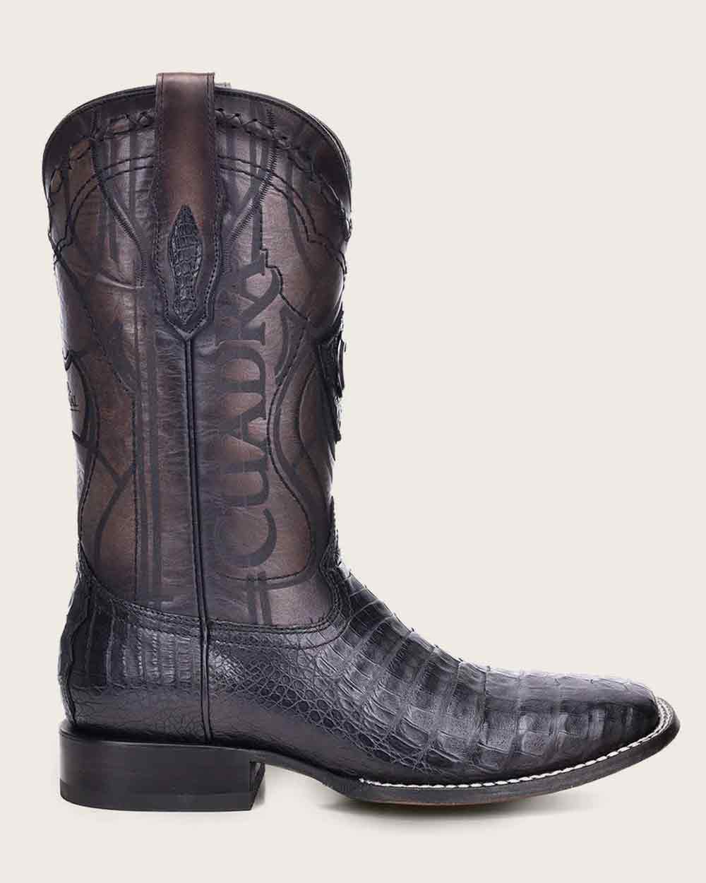 Engraved Black Cayman Western Boots