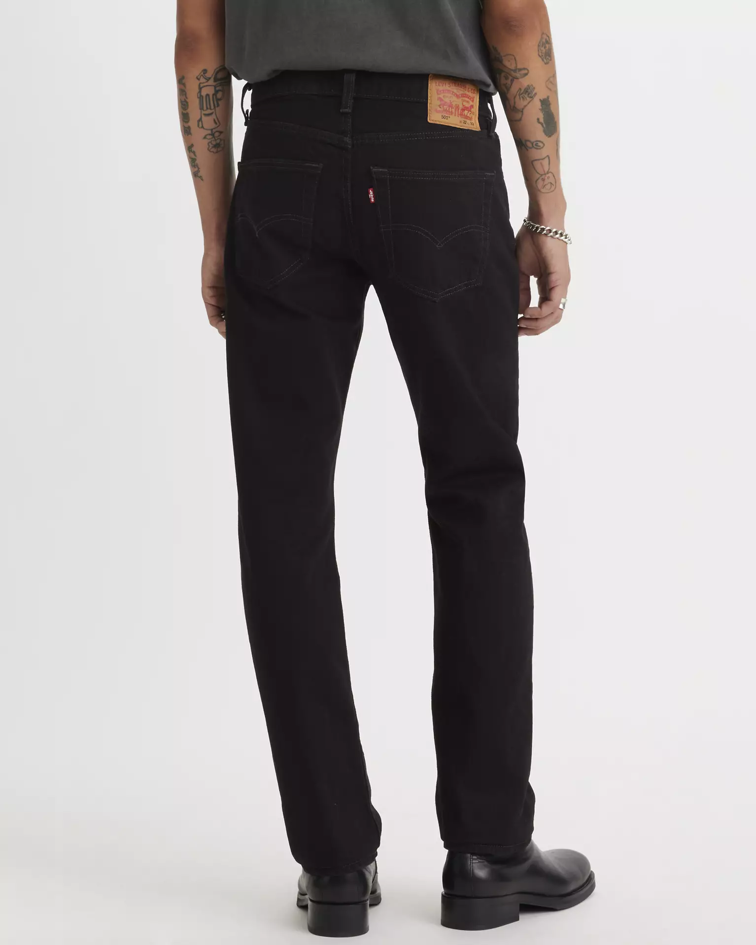 Levi’s 501 Original Fit Jean back view on model in black denim