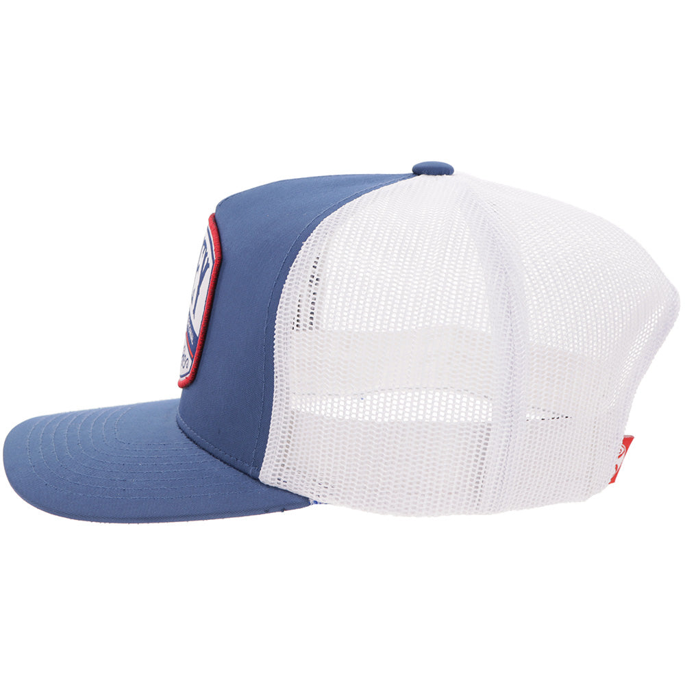 Hooey Salado Blue White Hat side view in blue and white
