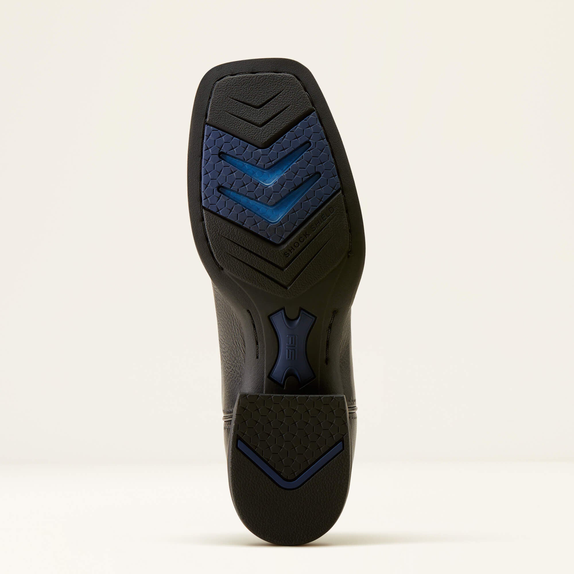 Outsole view of Ariat Cattle Caite Stretchfit Western Boot showing tread pattern