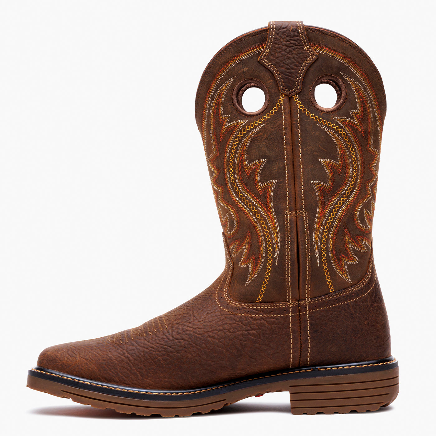 Durango Workhorse Work Boot angled side view in brown leather