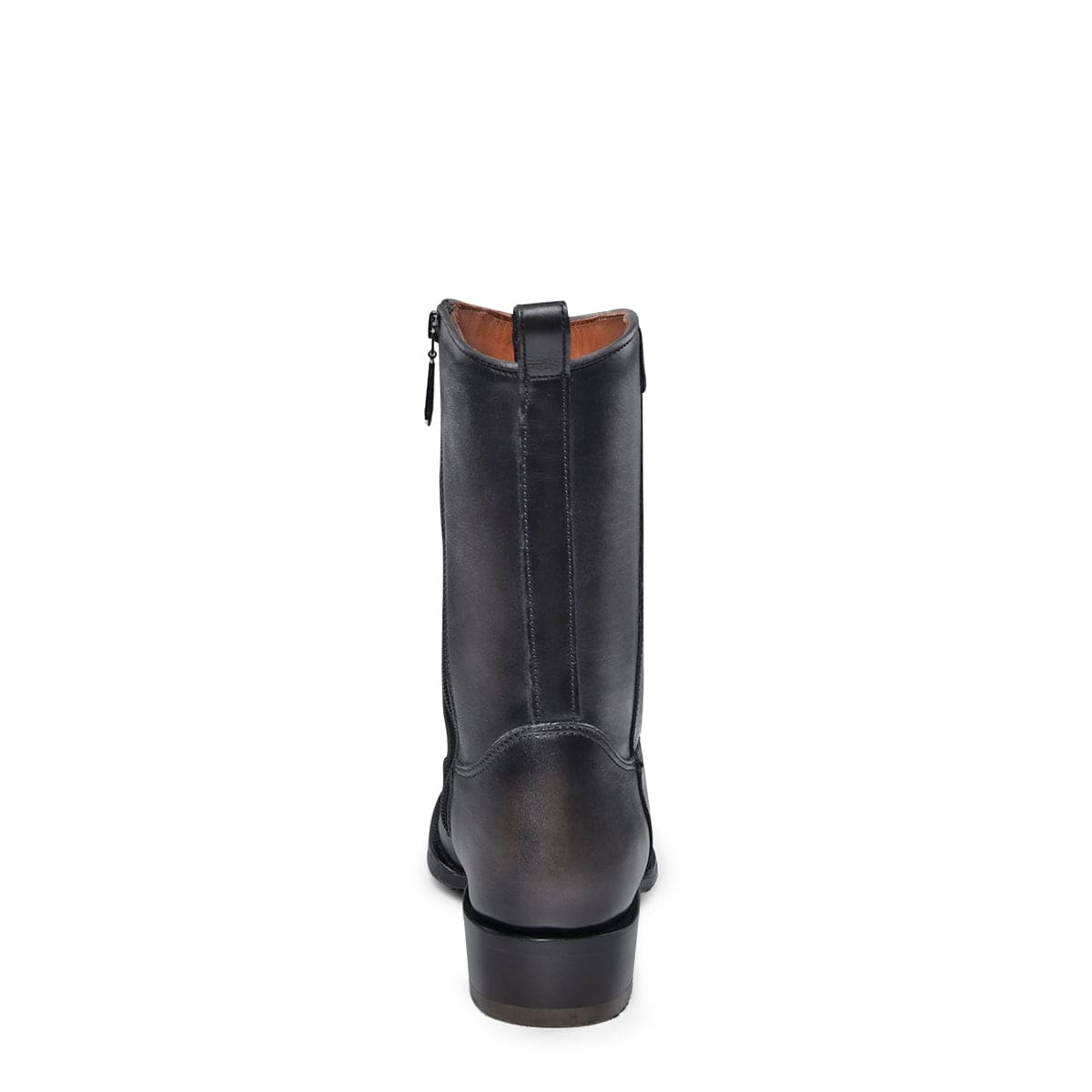 Bota de punta cuadrada estrecha tejida y con láser de caimán negro escotado