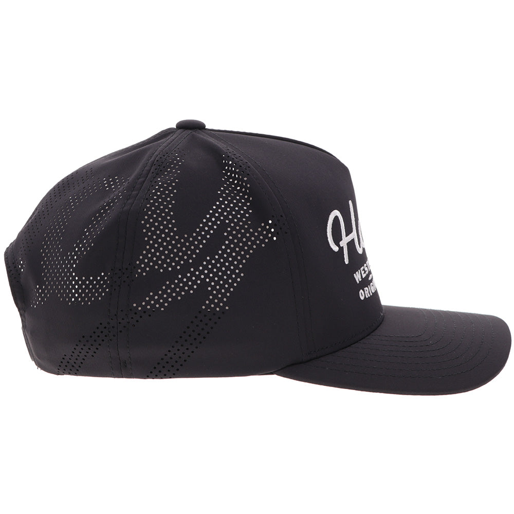 Hooey OG Black White Stitching Hat side view in black
