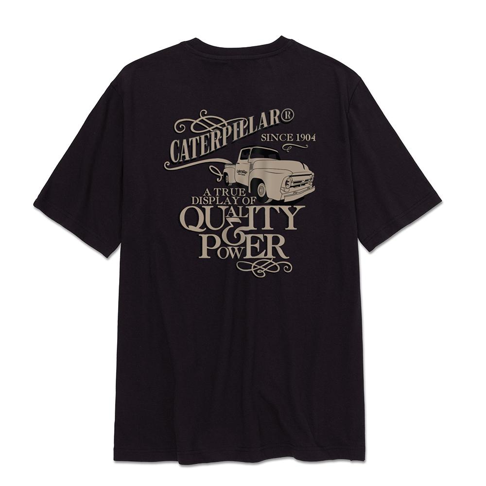 CAT Basic Anthra graphic tee for men in black with front logo print