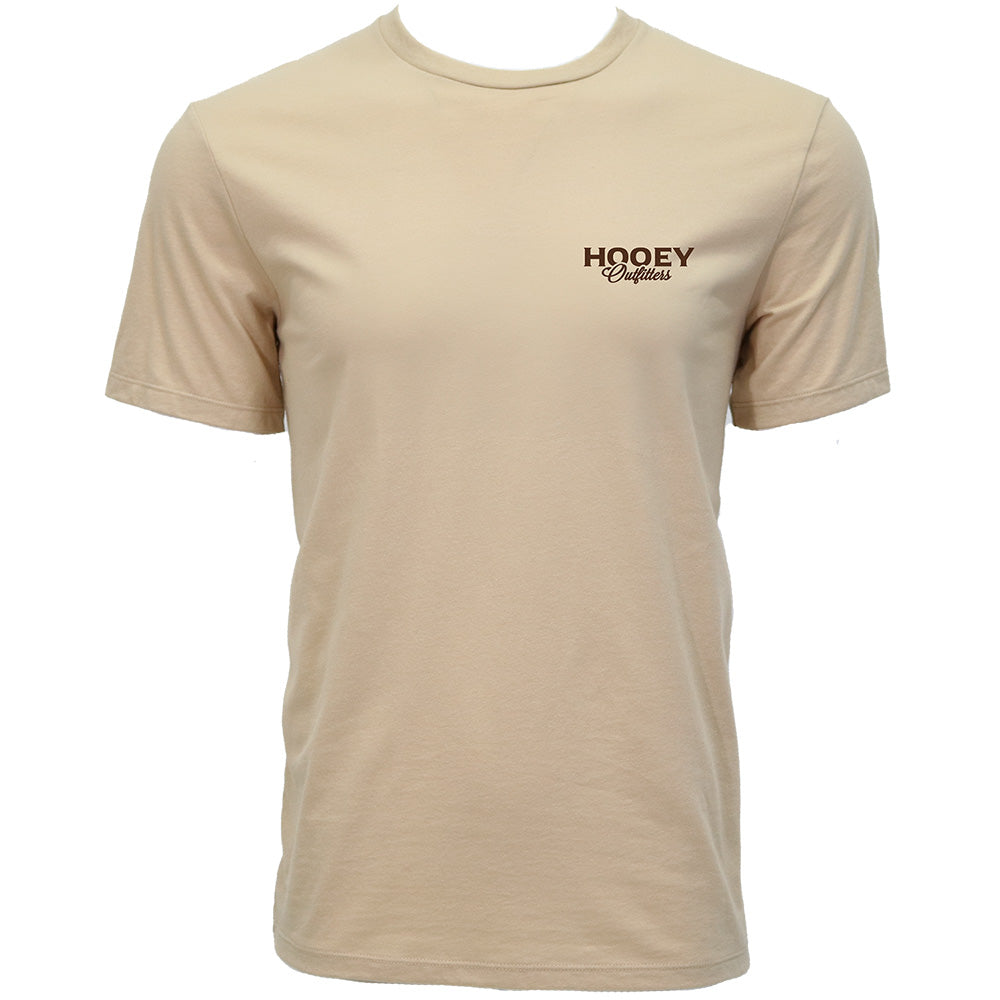 Hooey Outfitters Tan T-Shirt front view in tan with Hooey graphic logo