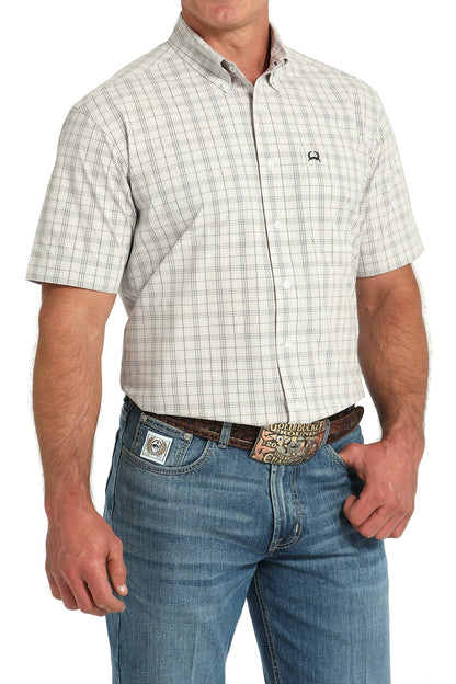 Short Sleeve Plaid Button-Down Western Shirt