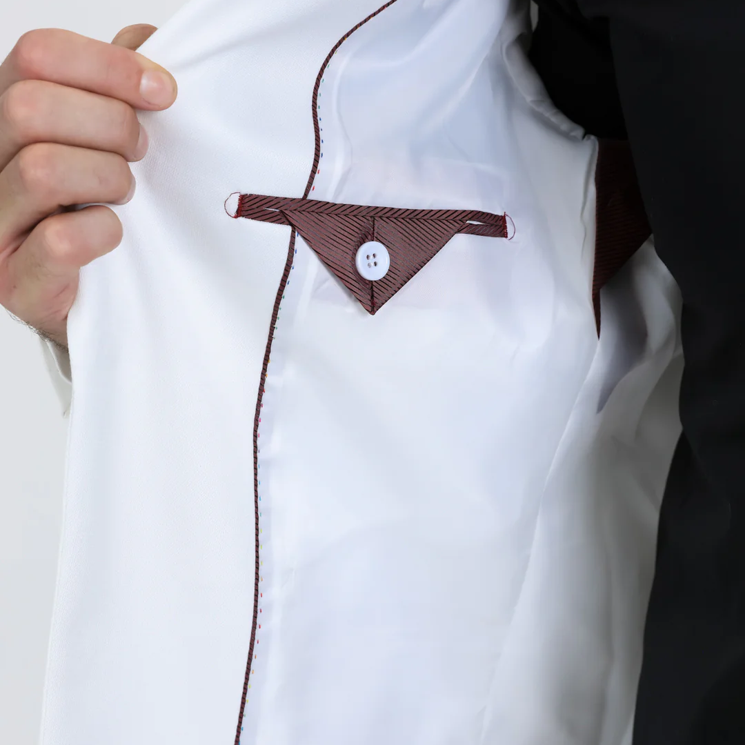 Men's Double Button Western White Blazer