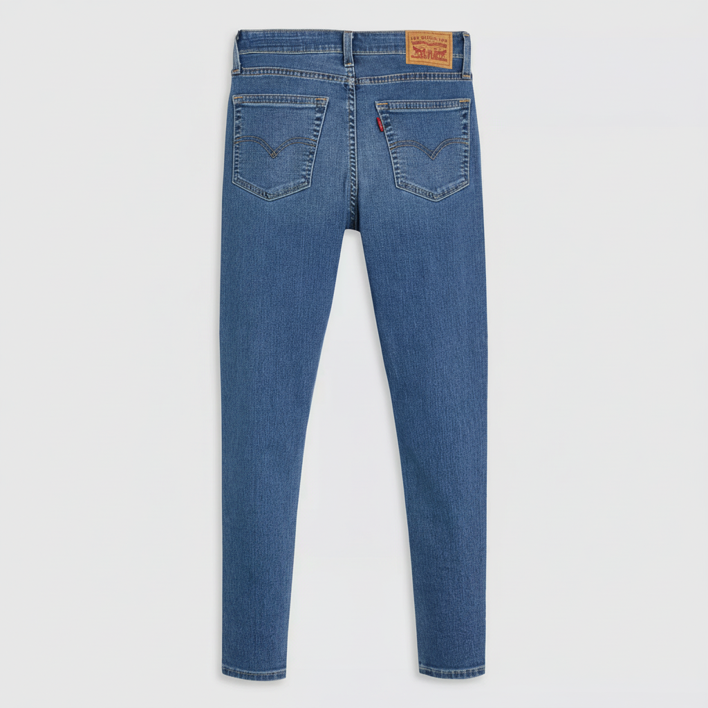 Full back view of Levi’s 721 High-Rise Skinny Women’s Jeans laid flat