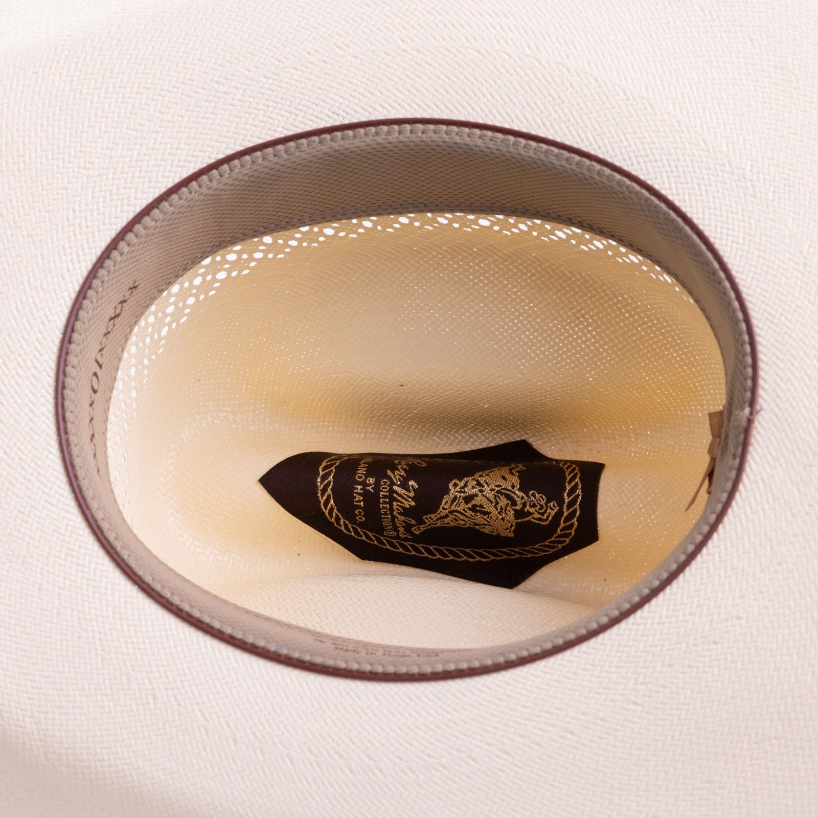 Interior view of Larry Mahan 10X Cowboy Weston Straw Hat showing sweatband