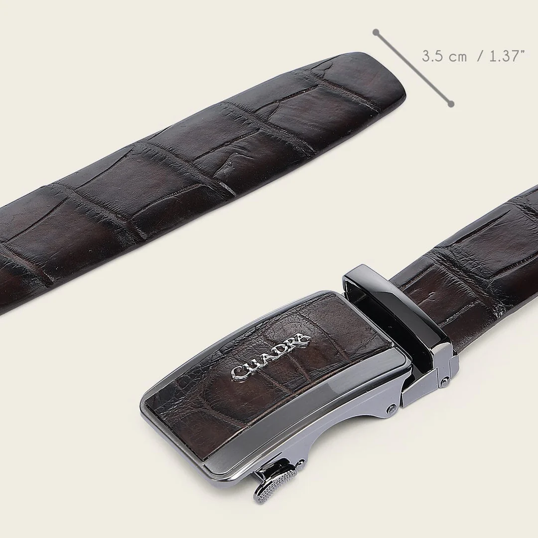 Cuadra Brown Elegant Ultra Exotic Belt laid flat showing strap and buckle detail