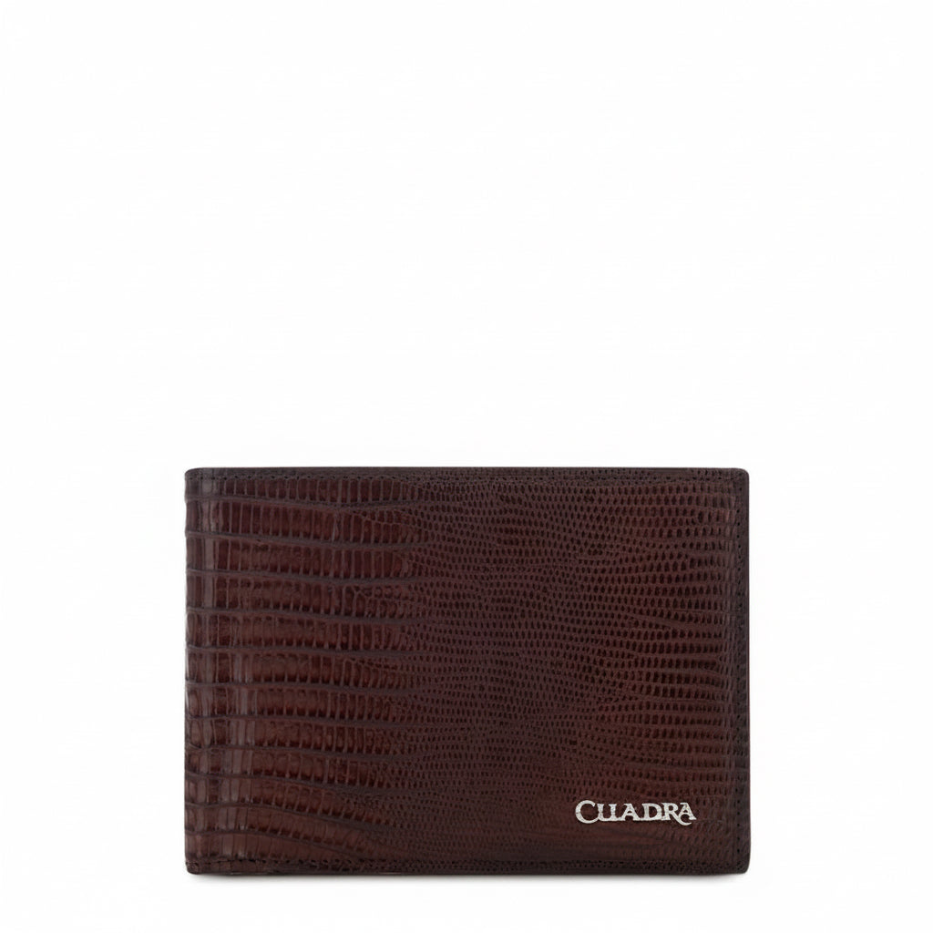 Cuadra Brown Lizard Wallet front view in brown textured leather