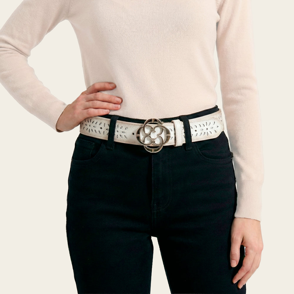 White Belt In Genuine Bovine Leather