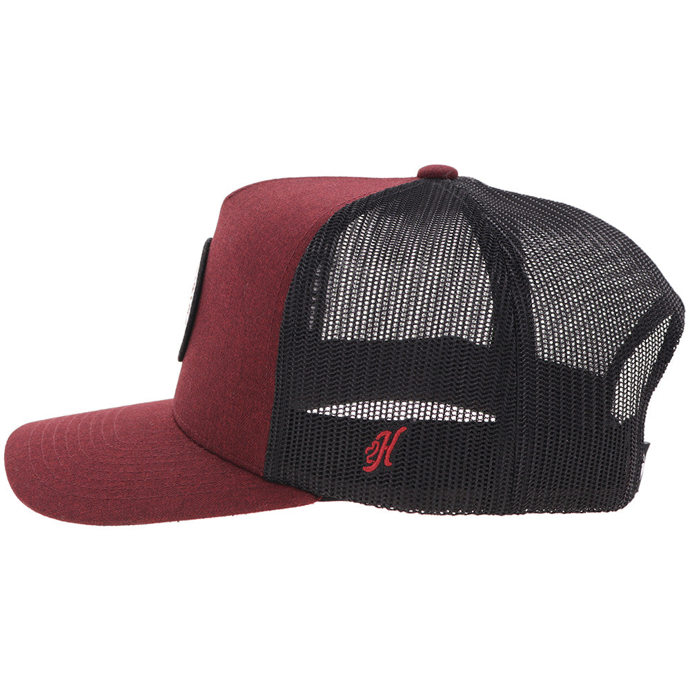 Hooey Quanah Red Black Circle Patch Hat side view with black mesh back