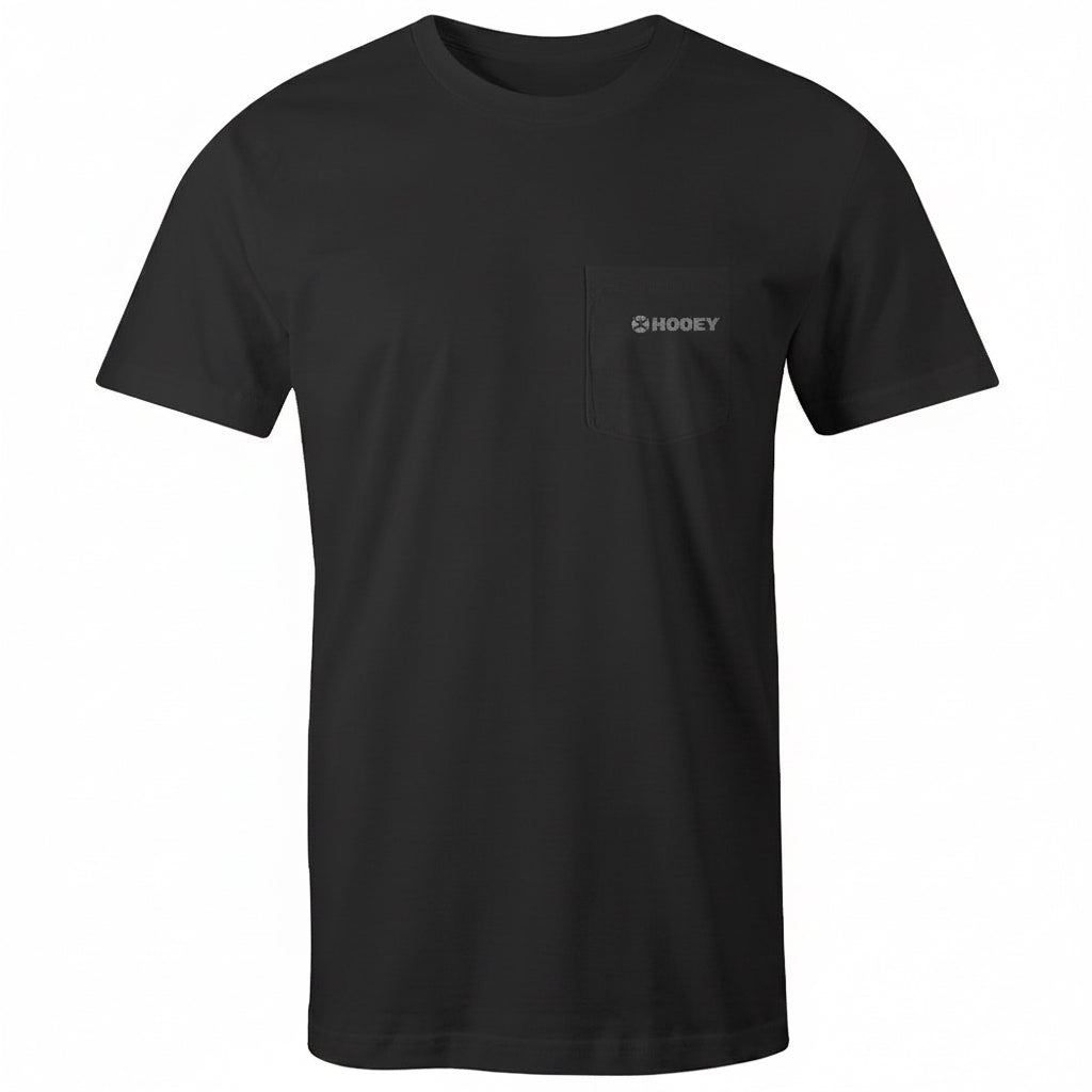 Hooey Liberty Roper Black Flag Pocket T-Shirt front view in black