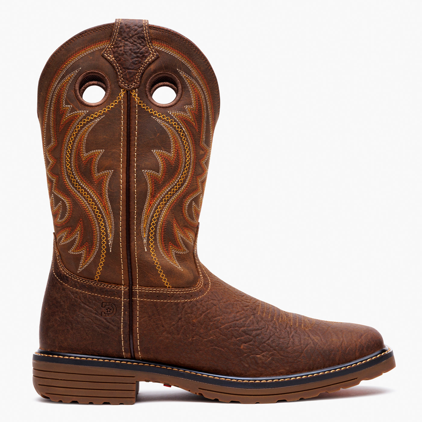 Durango Workhorse Work Boot angled side view in brown leather