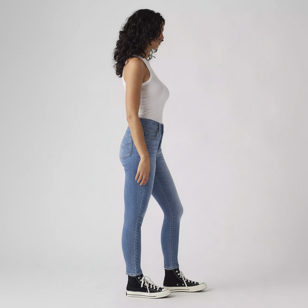 Side view of Levi’s 721 High-Rise Skinny Women’s Jeans on model