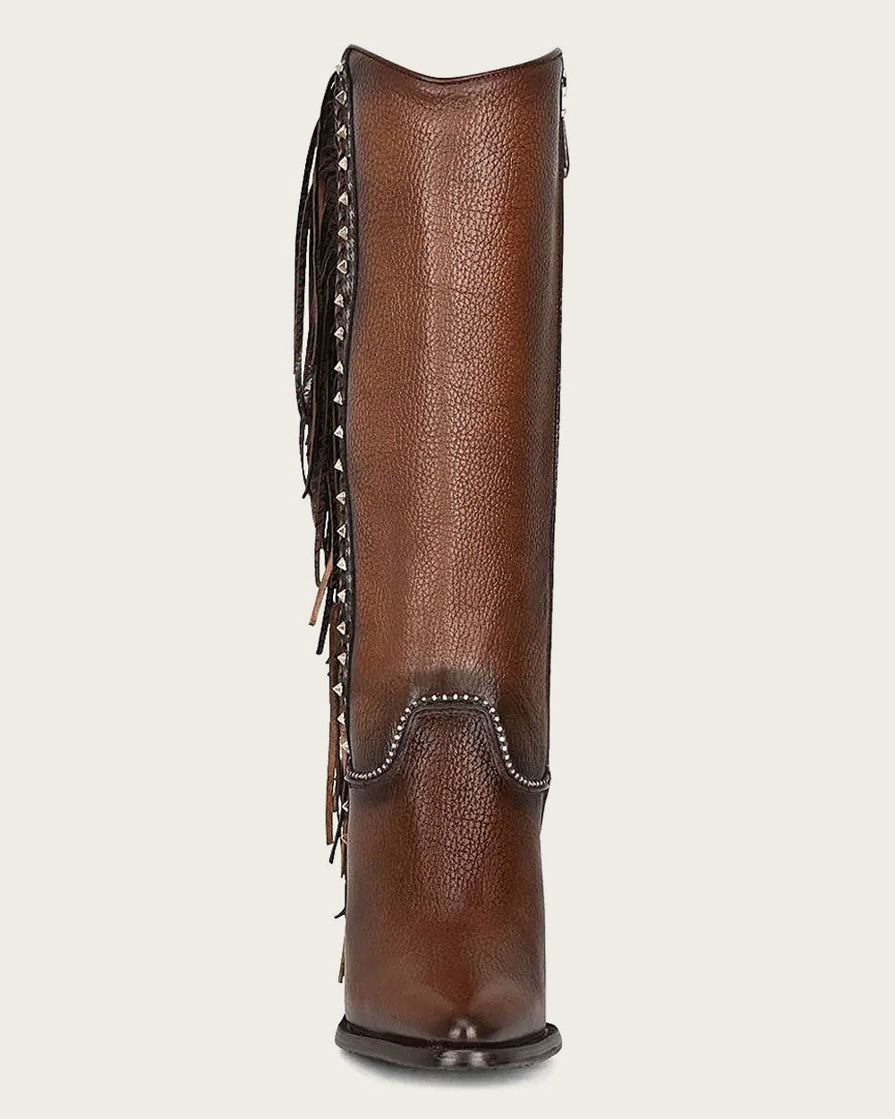Braided Brown Leather Knee High Boots
