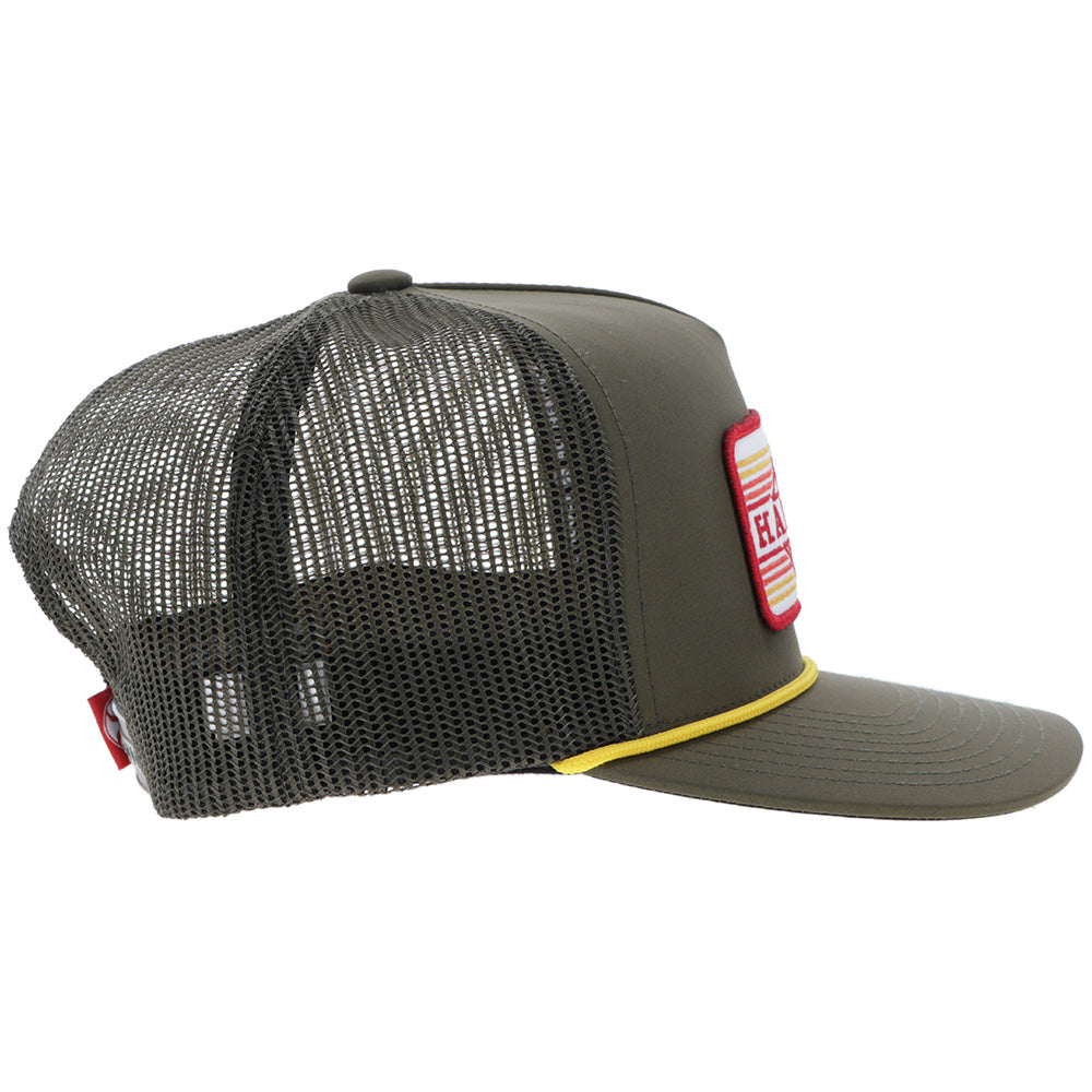 Hooey Habitat Green Rectangle Patch Hat side view with mesh back