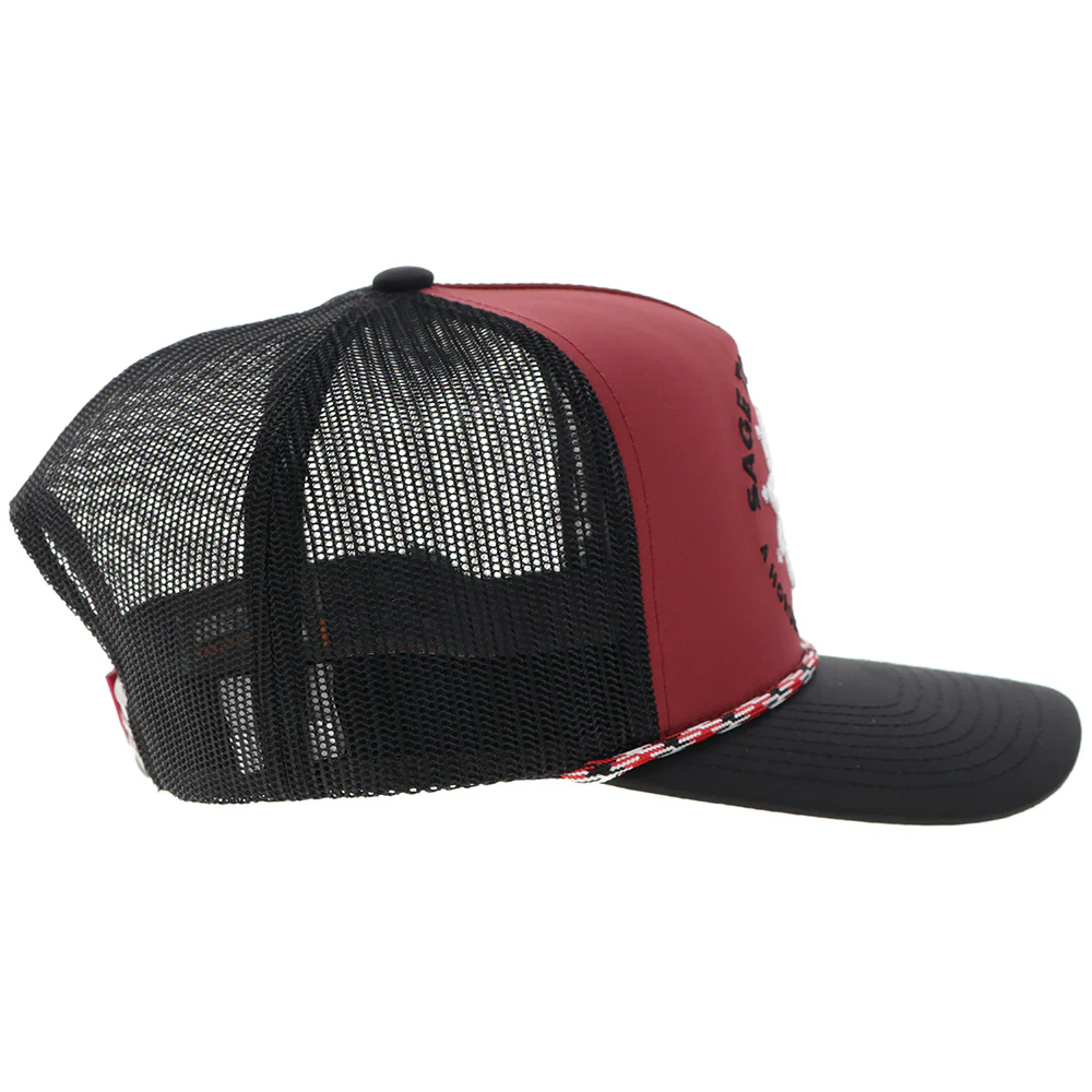 Sombrero Sage To Saddle Rojo/Negro Con Costuras Negras y Blancas