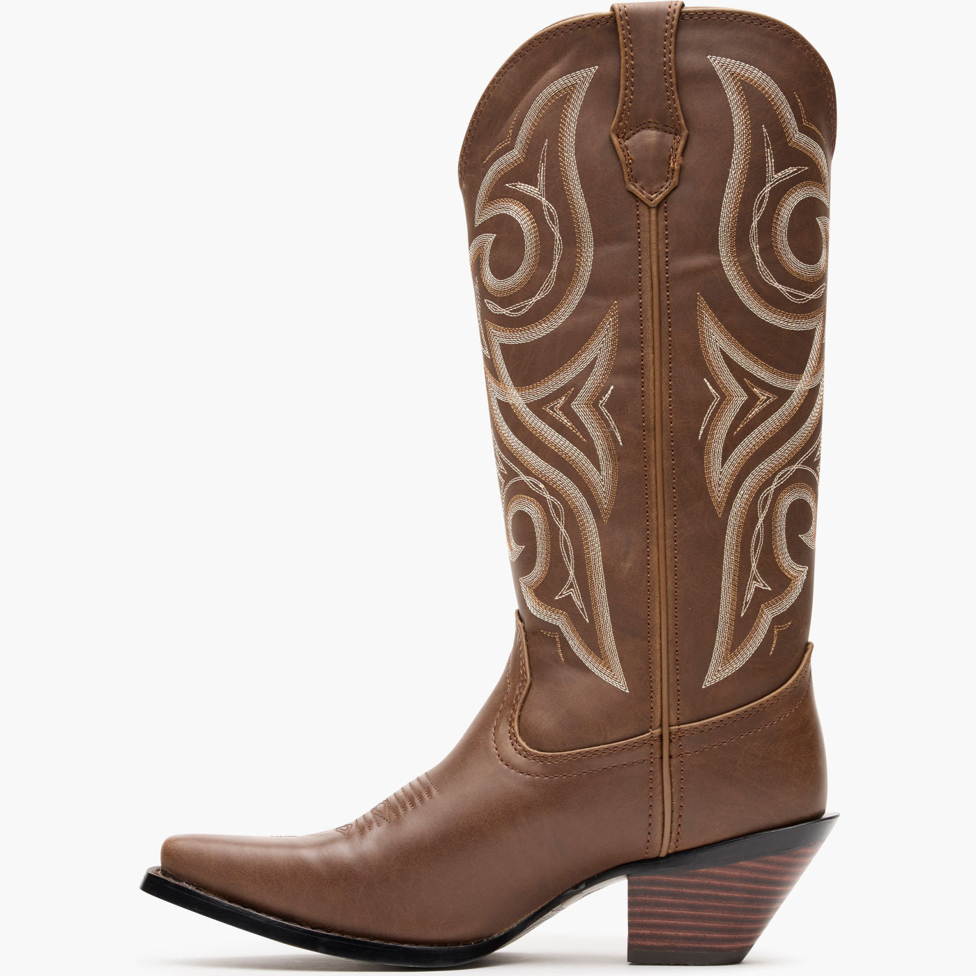 Crush by Durango Milk Chocolate Western Boot side view in brown leather with stitched shaft