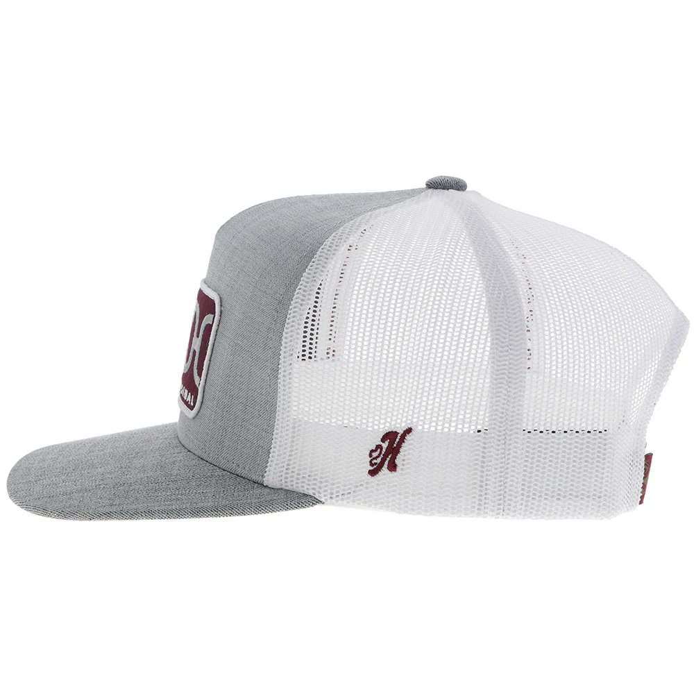 "Loop" Hooey Hat Grey/White W/ Maroon Rectangle Patch