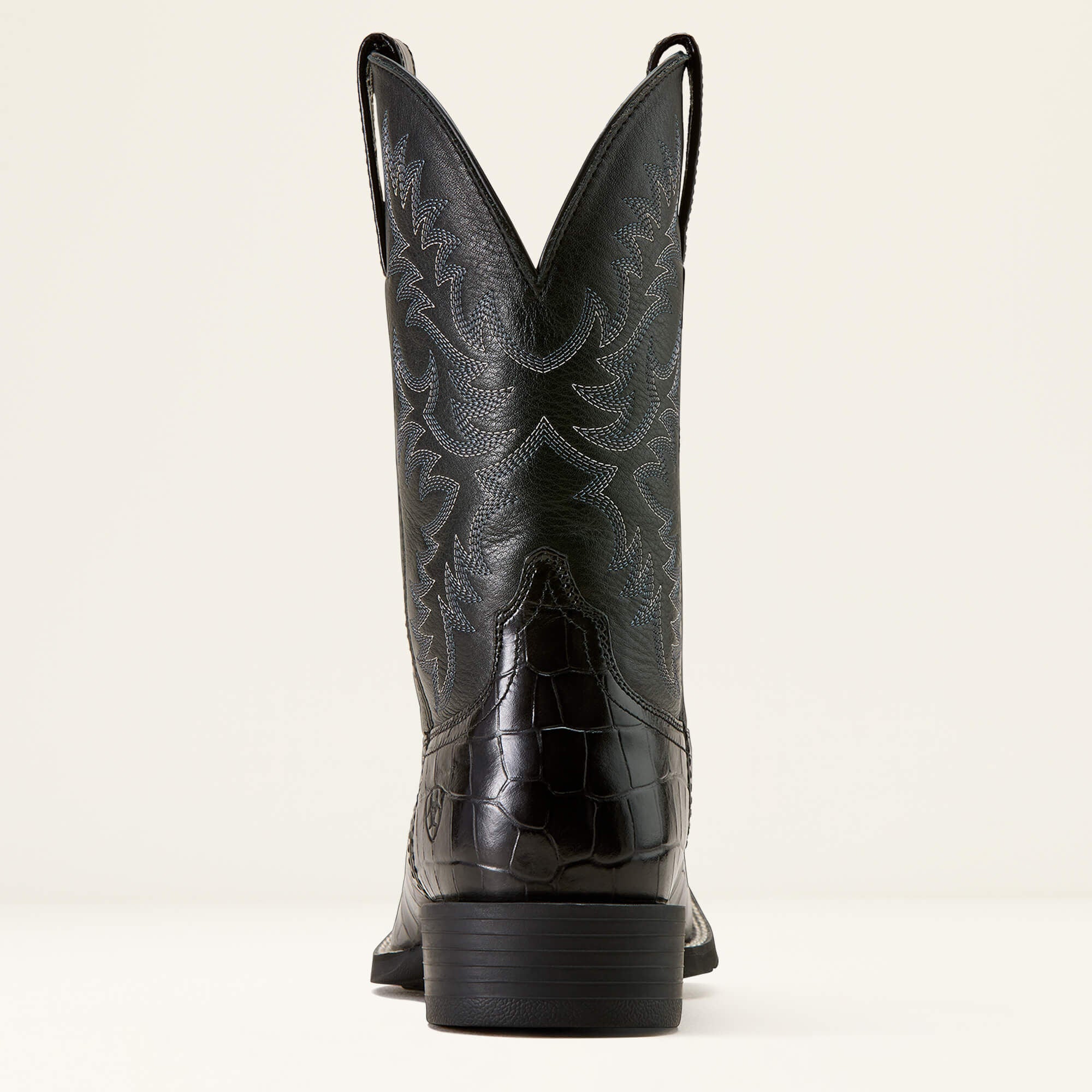 Ariat Sport Latigo Wide Square Toe Cowboy Boot back view with stitched shaft