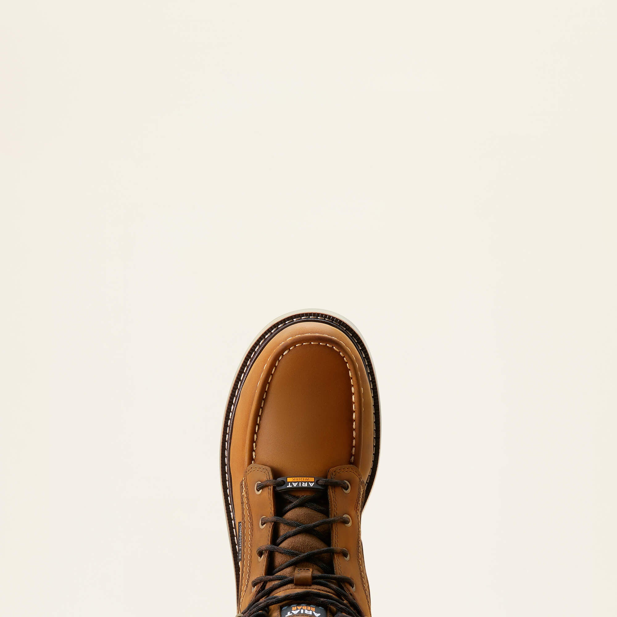 Ariat Rebar Wedge Moc Toe 6 inch Waterproof Composite Toe Work Boot front view showing moc toe