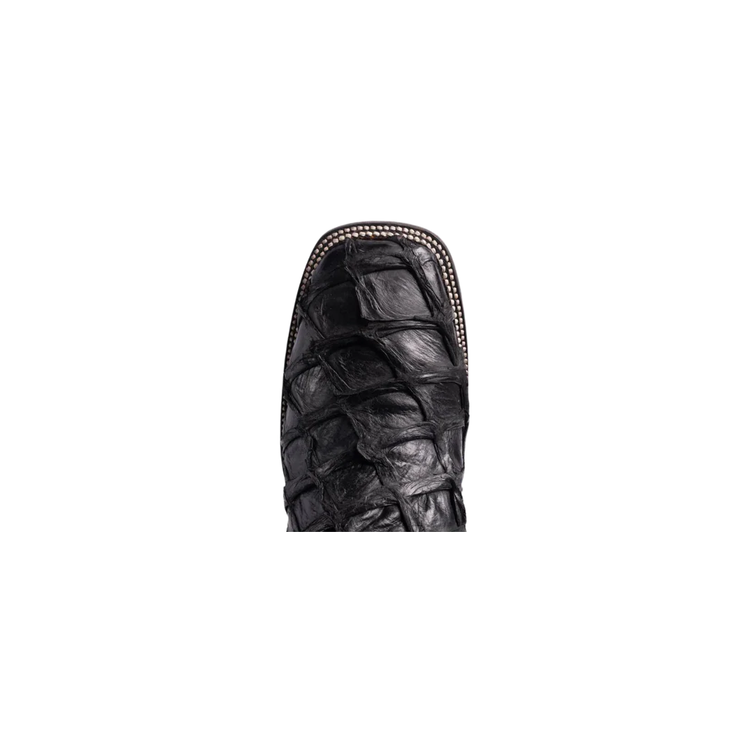 Black Glazed Fish Pirarucu Laser & Woven Boot