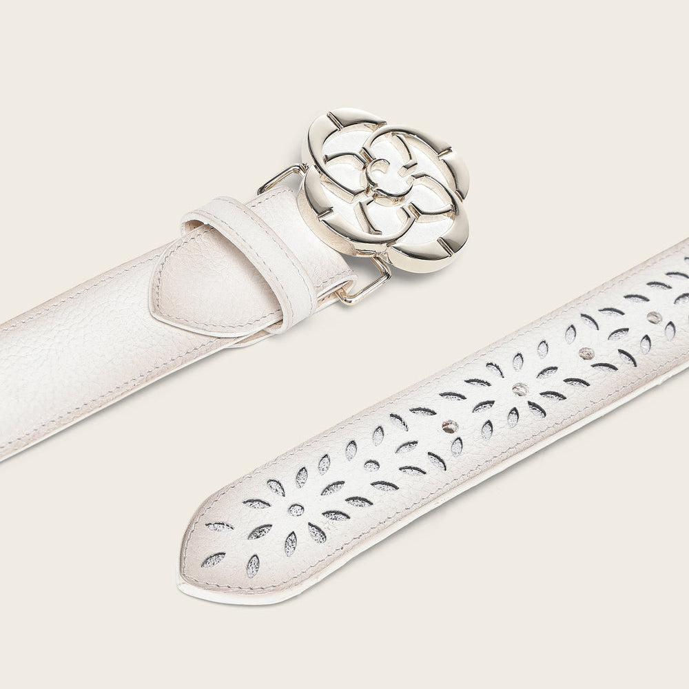 White Belt In Genuine Bovine Leather