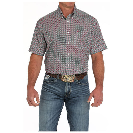 Arena Flex Red Print Short Sleeve Button Down Shirt