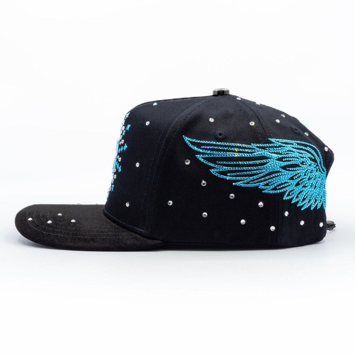 Side profile of Bigg Boss B Cristales Azul Hat showing flat bill