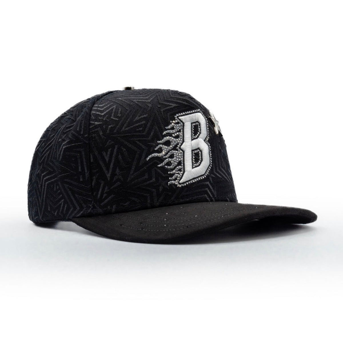 Angled side view of Bigg Boss B Star Hat in black