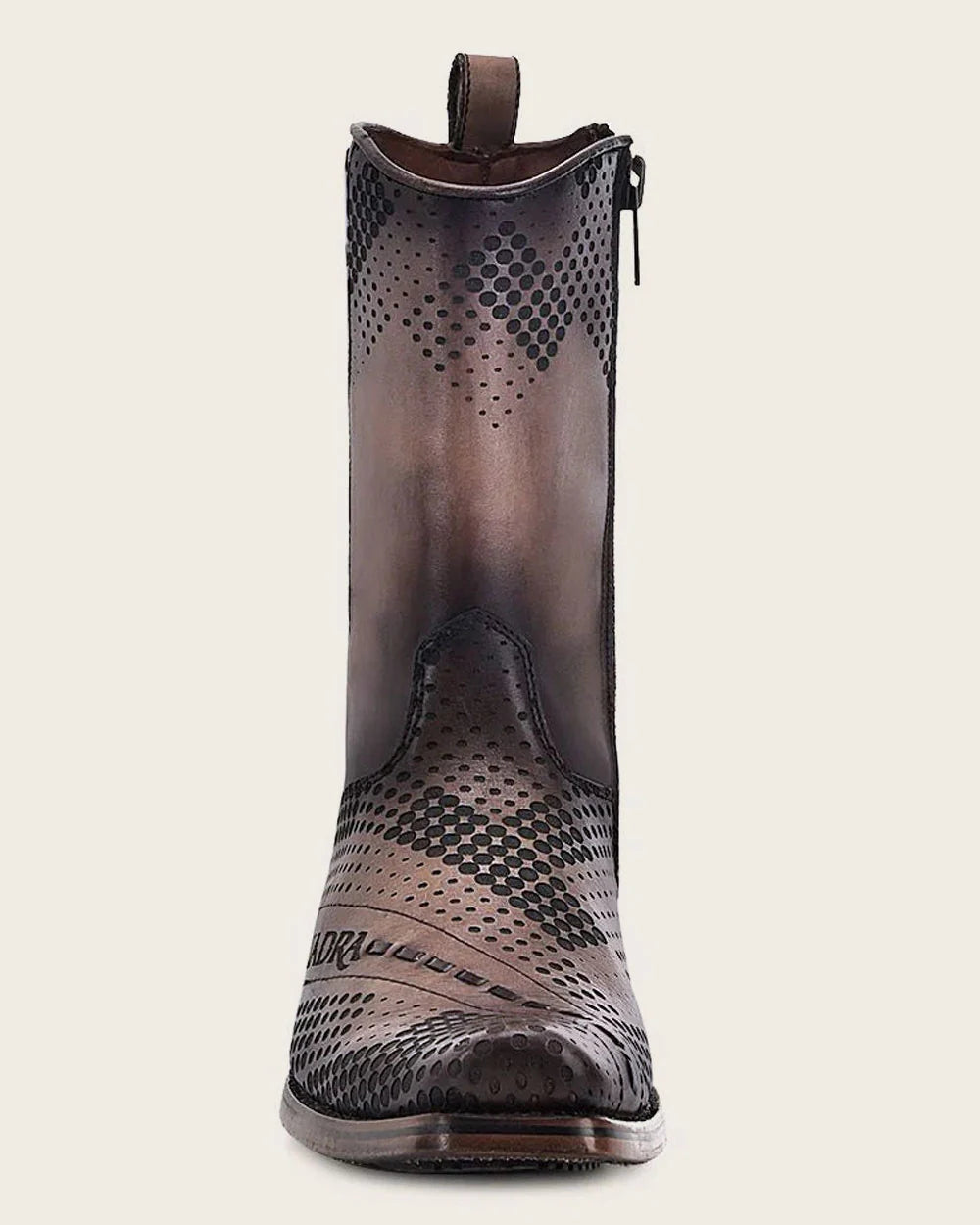 Brown Laser & Woven Narrow Square Toe Boots