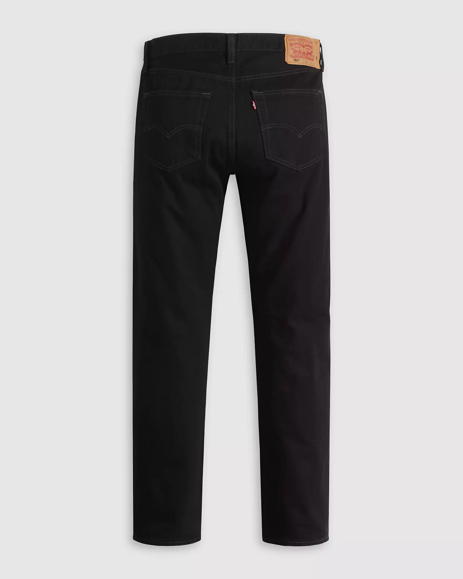 Levi’s 501 Original Fit Jean back view laid flat in black denim