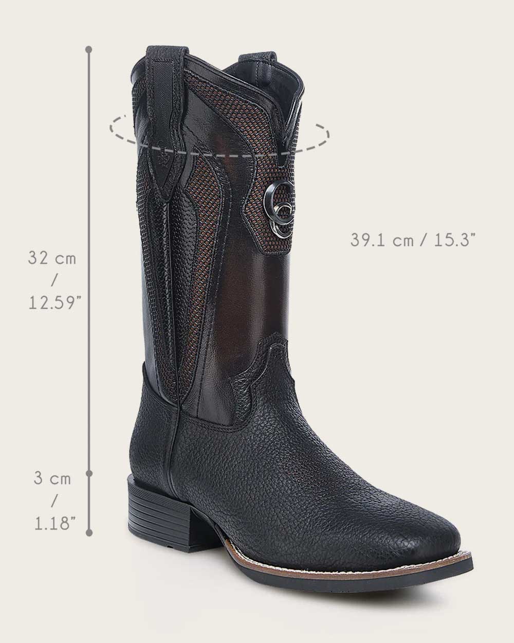Western Rodeo Black Bison Boot