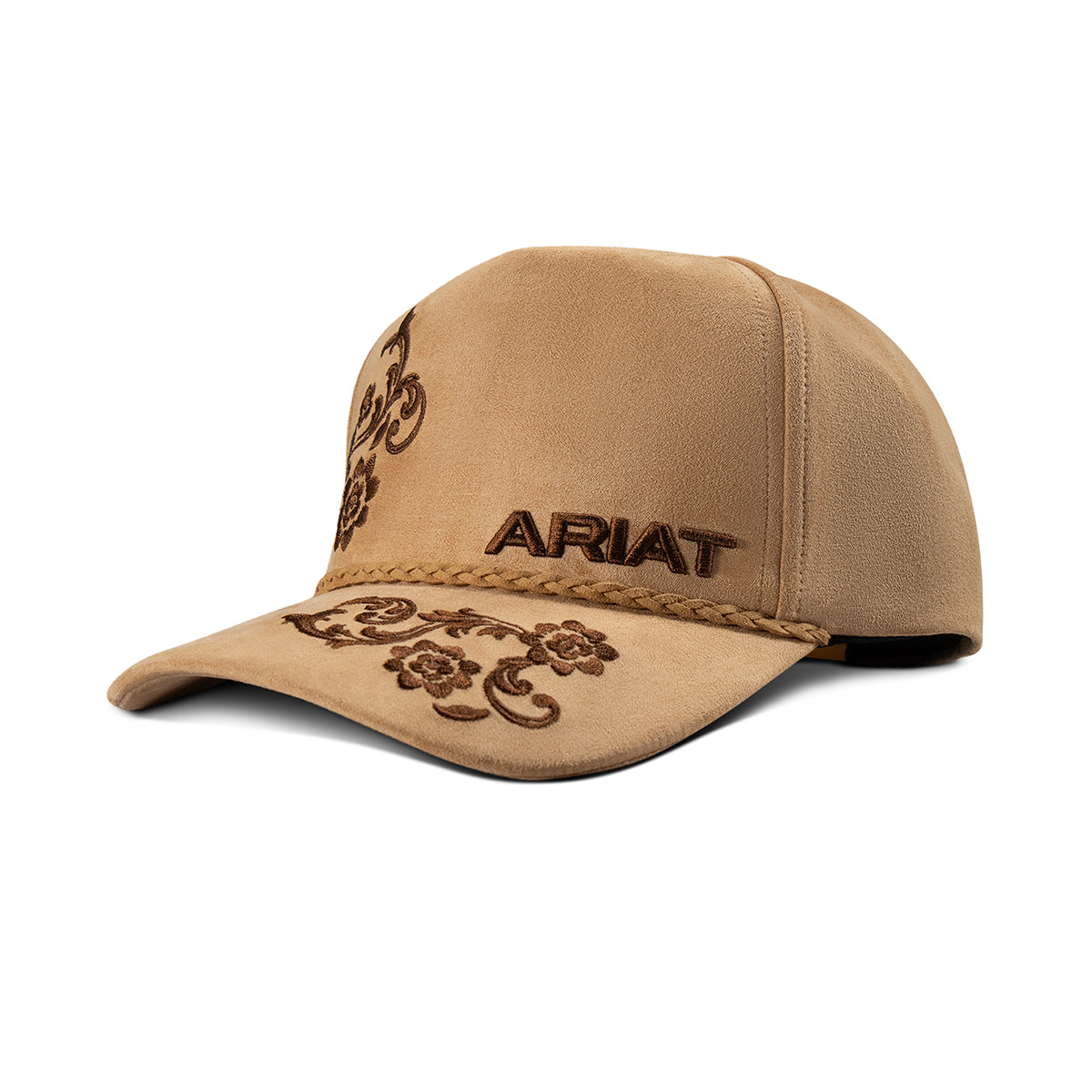 Ariat Ladies Paisley Embroidered Tan Cap front view in tan with embroidered paisley detail