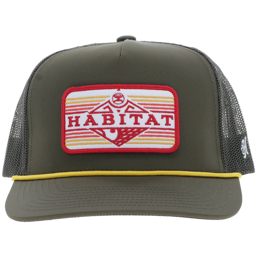 Hooey Habitat Green Rectangle Patch Hat front view with rectangle patch