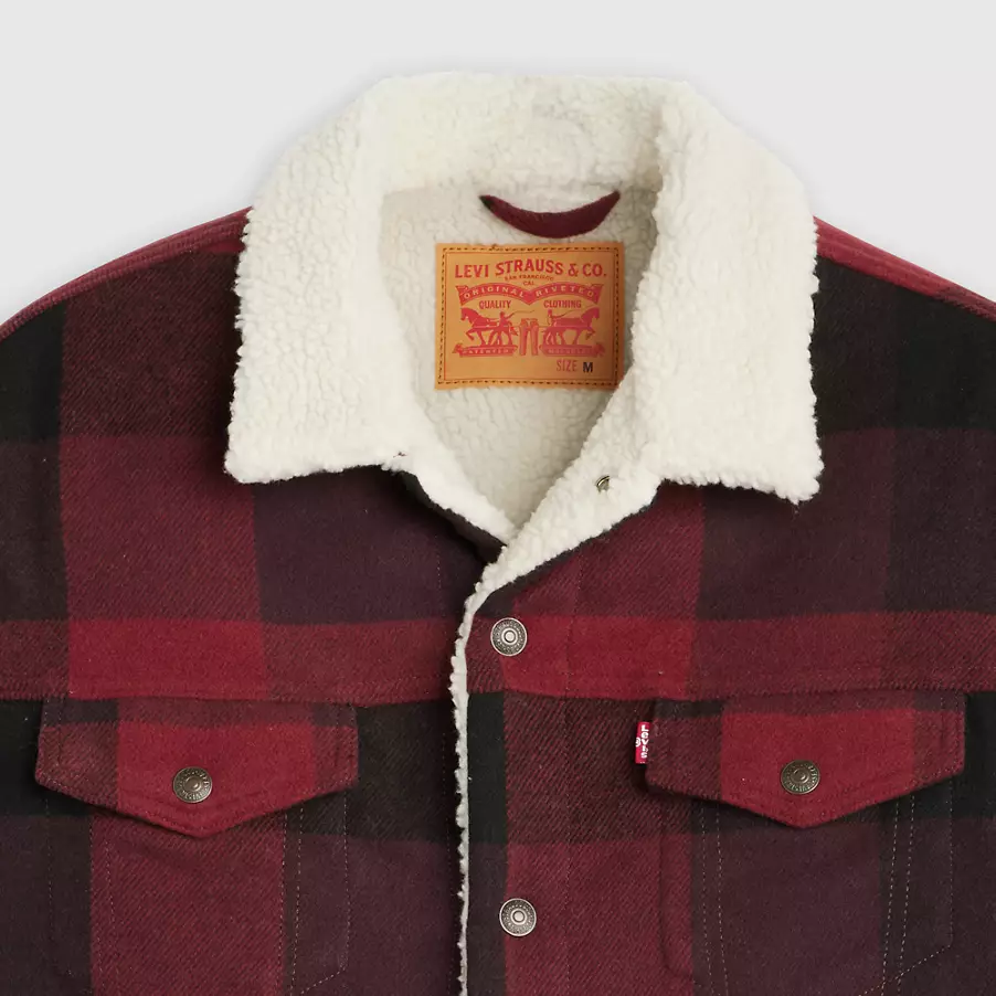 Relaxed Fit Plaid Trucker Jacket