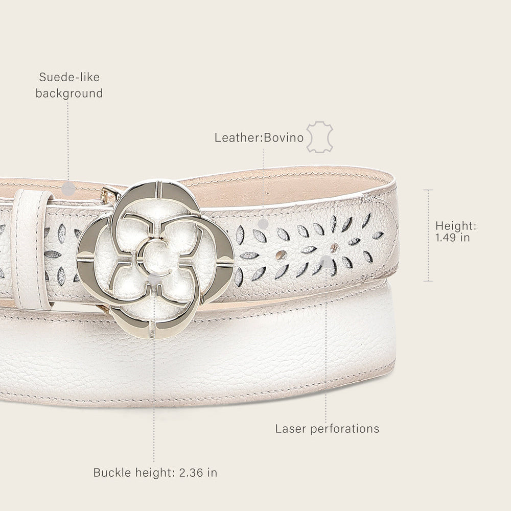 White Belt In Genuine Bovine Leather